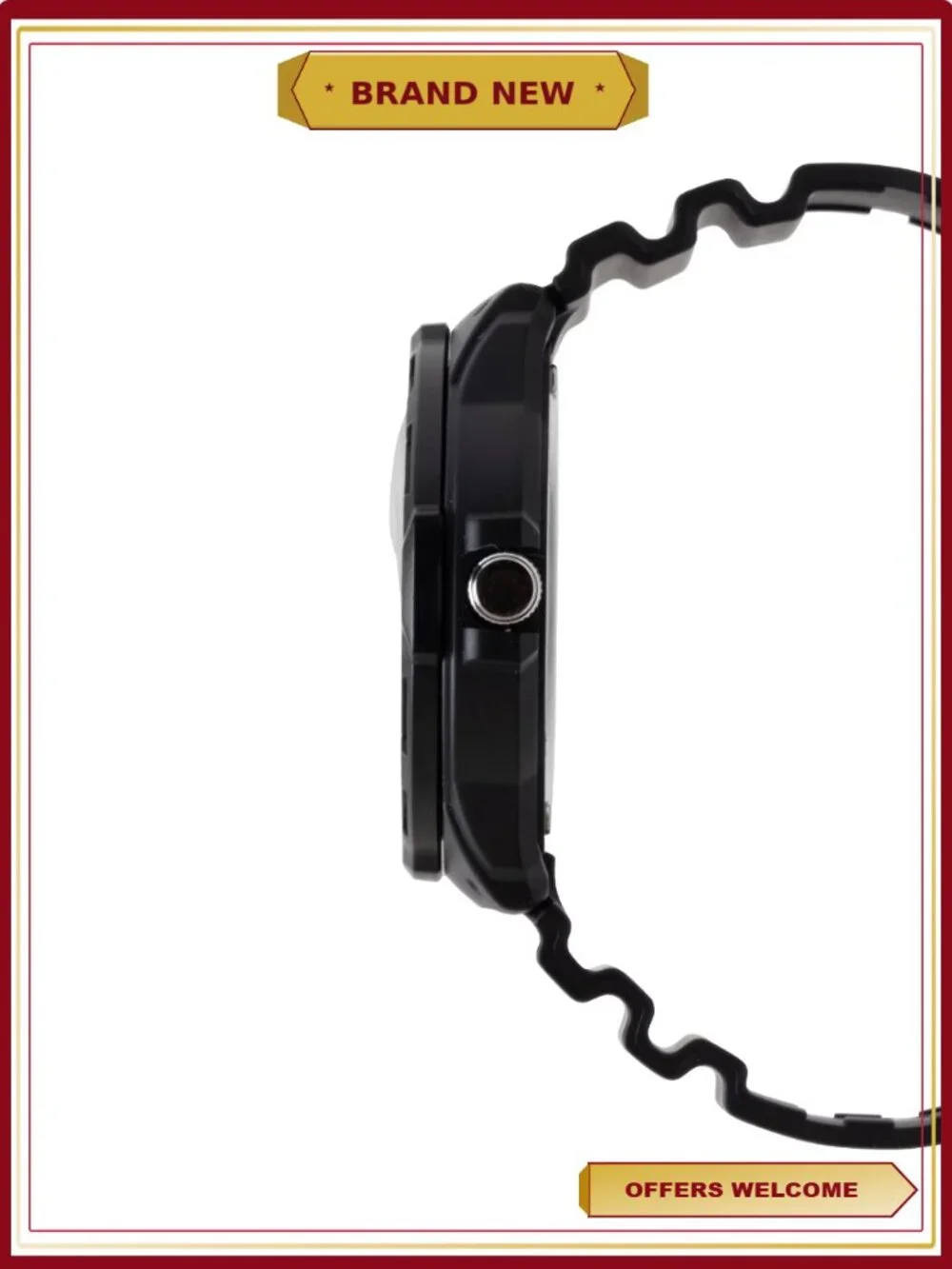 Men's Dive Style Watch 100M Water Resistant Black Resin Strap